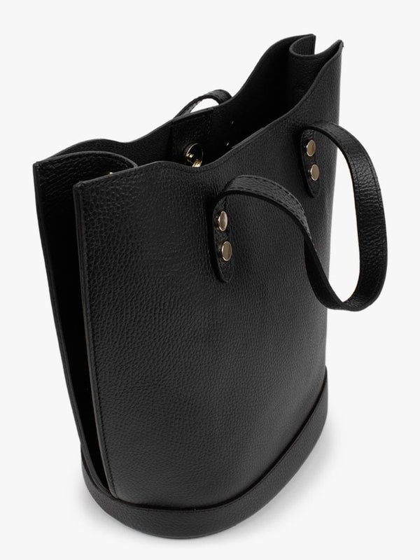 Lusset Black Leather Structured Shopper Bag