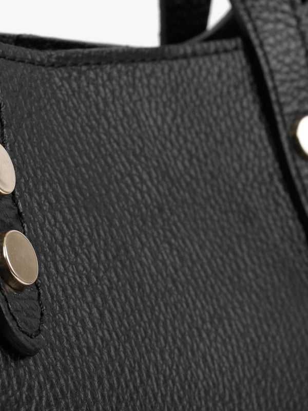 Lusset Black Leather Structured Shopper Bag
