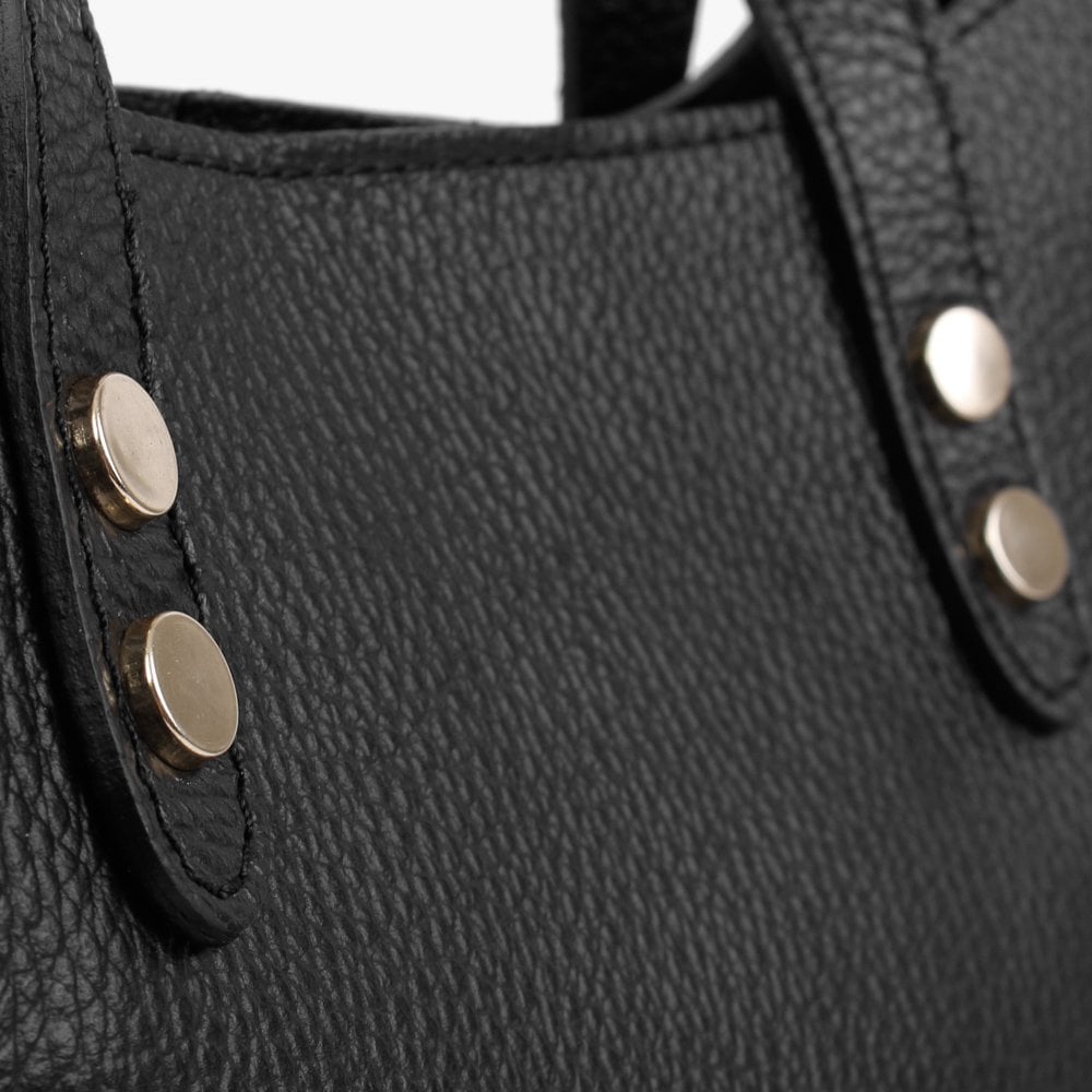 Lusset Black Leather Structured Shopper Bag