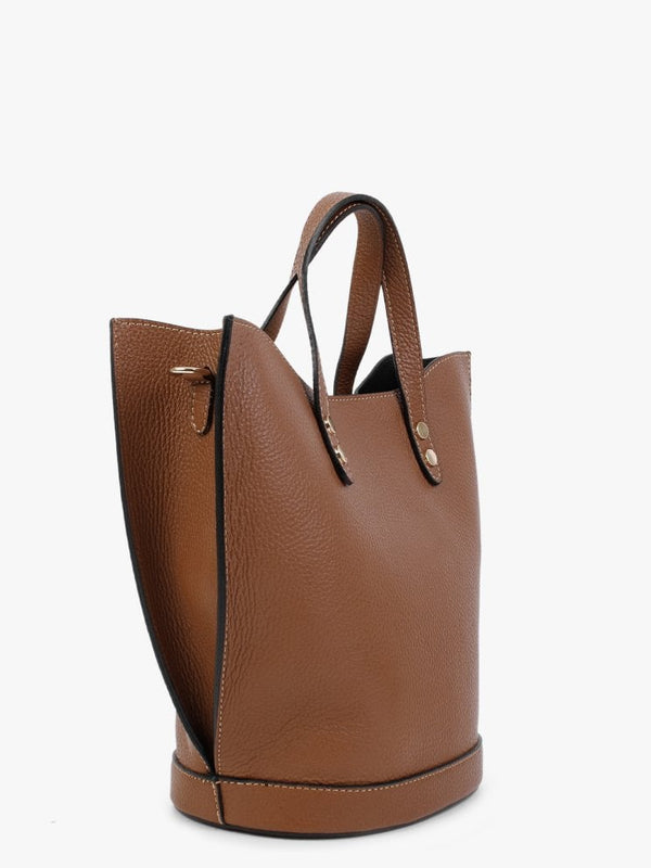 Lusset Tan Leather Structured Shopper Bag