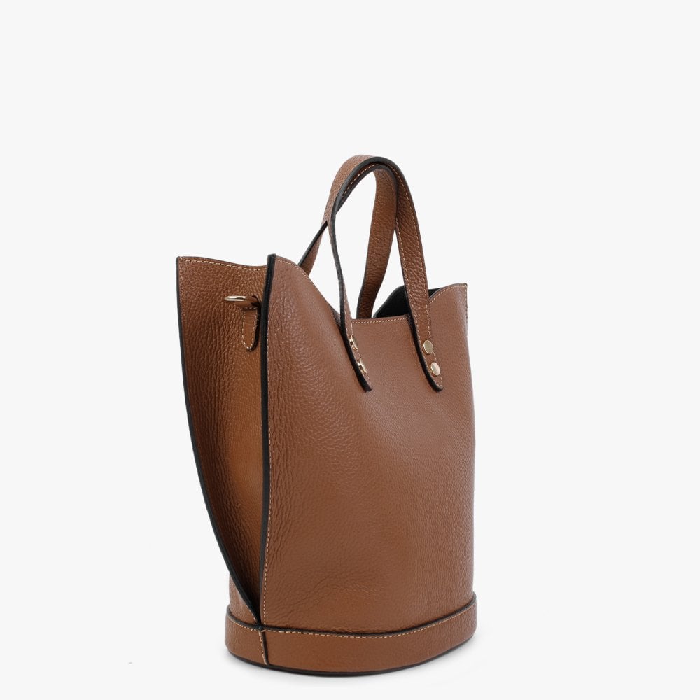 Lusset Tan Leather Structured Shopper Bag