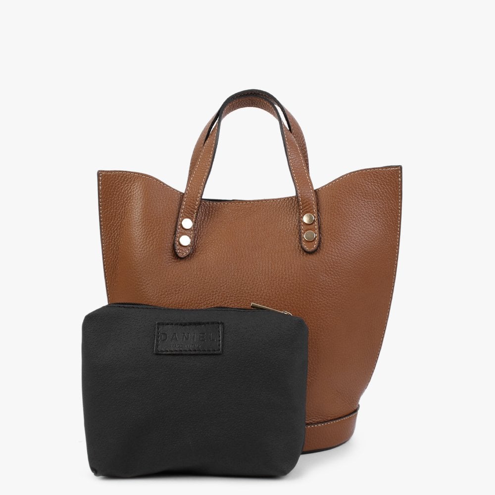 Lusset Tan Leather Structured Shopper Bag