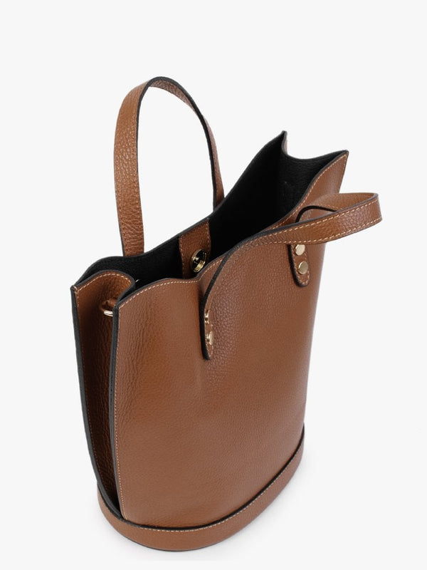 Lusset Tan Leather Structured Shopper Bag