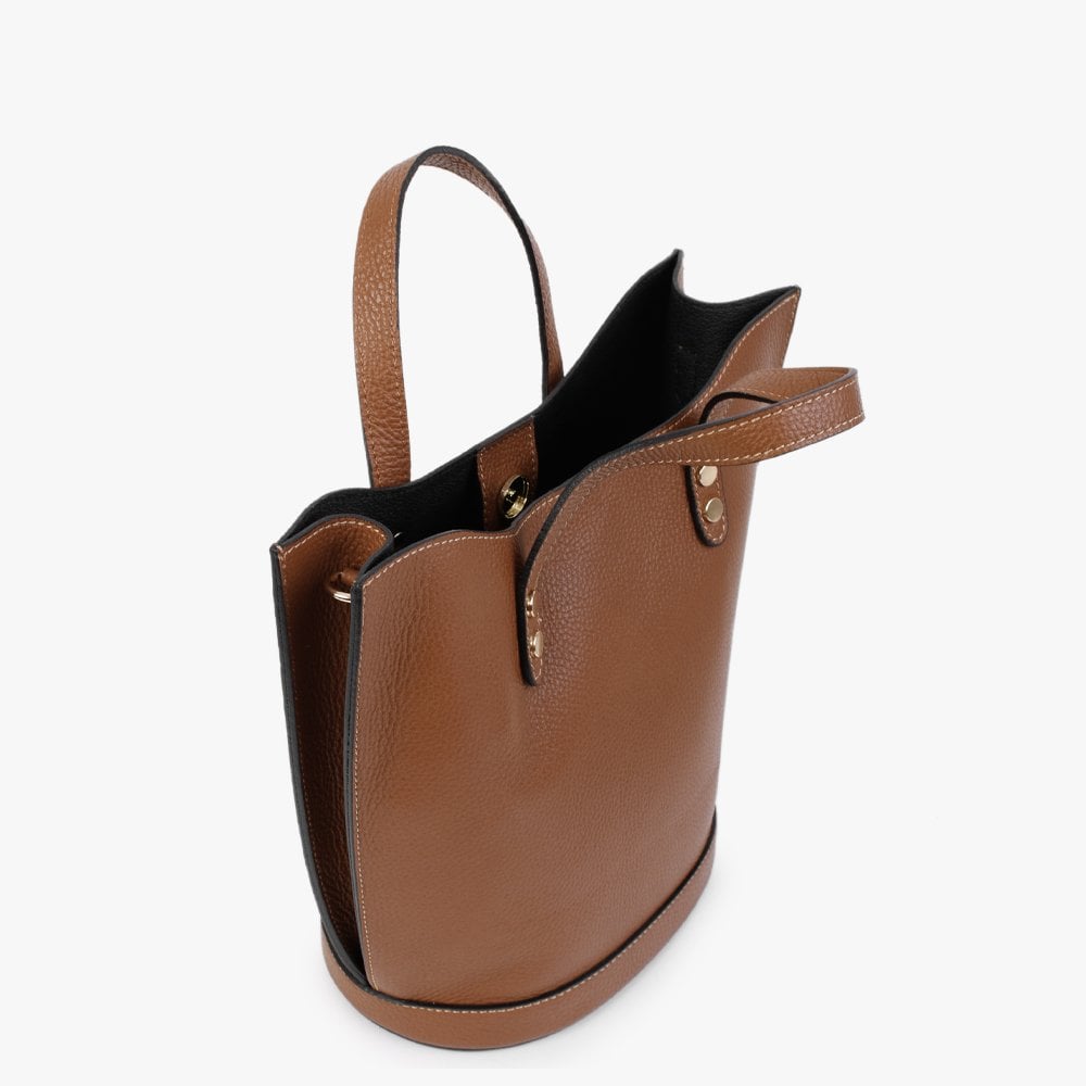Lusset Tan Leather Structured Shopper Bag