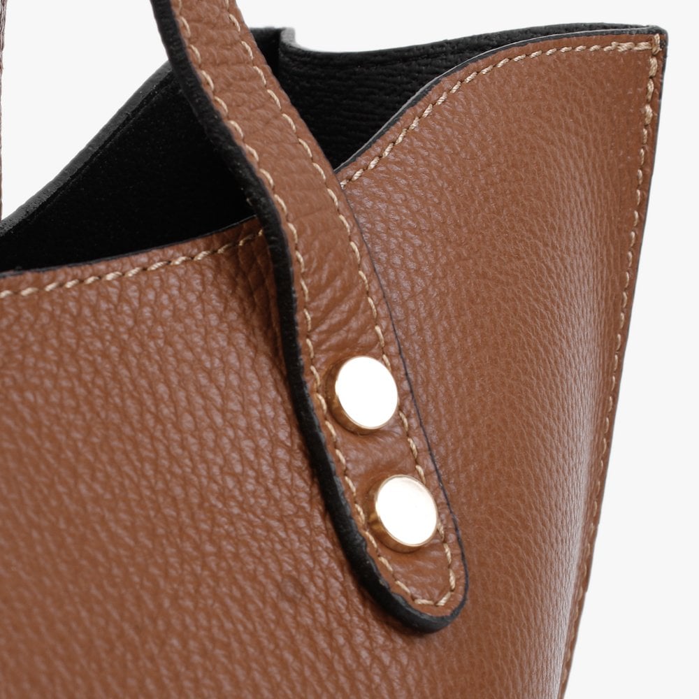 Lusset Tan Leather Structured Shopper Bag