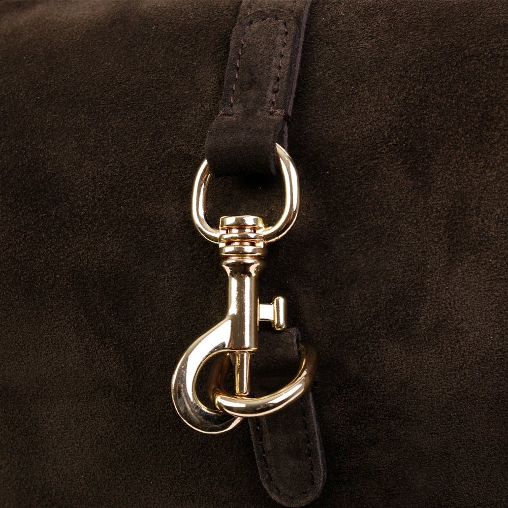 Lasten Brown Suede Fringed Hobo Bag