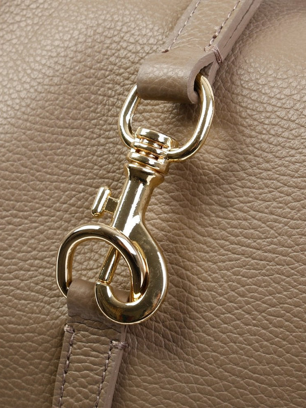Lasten Taupe Leather Fringed Hobo Bag