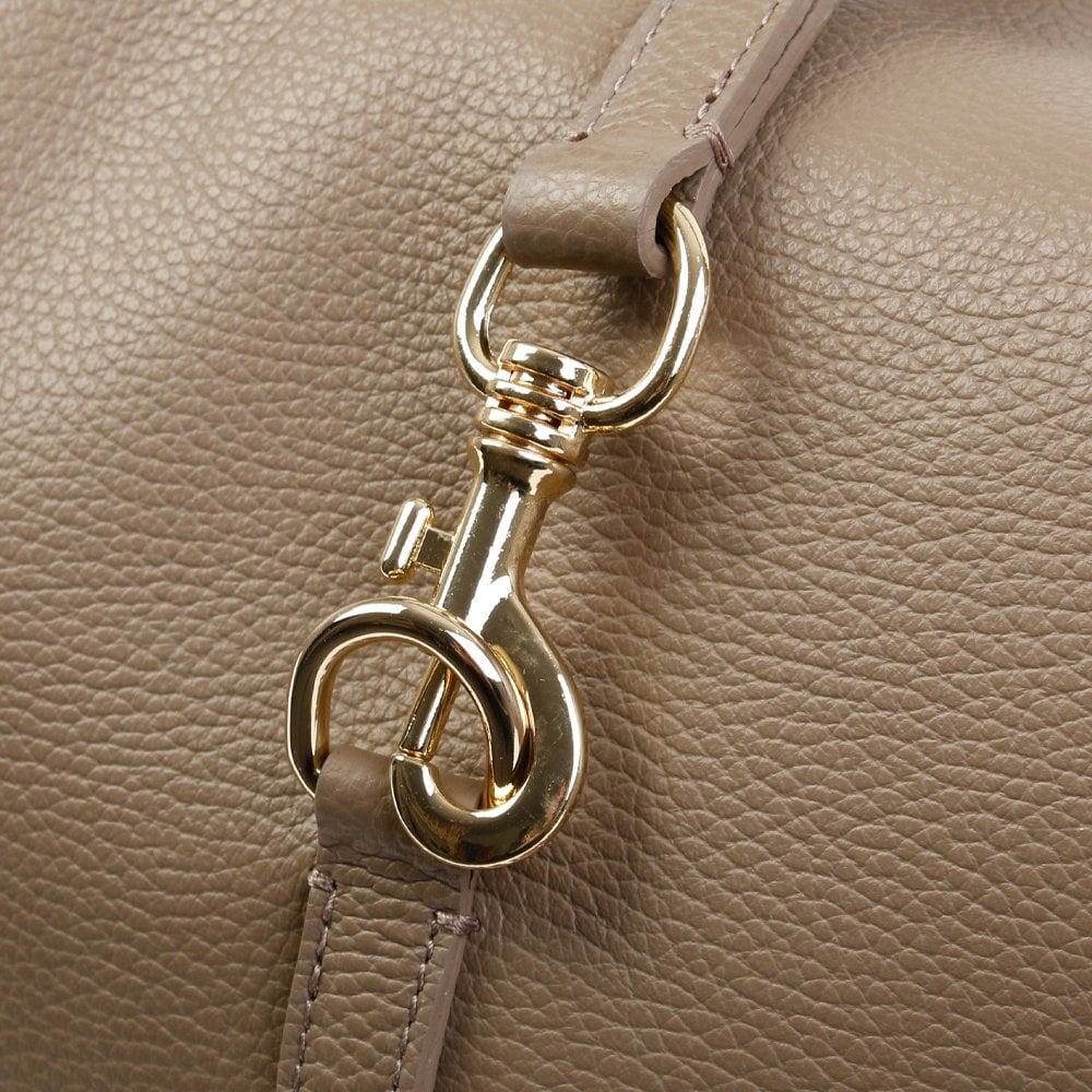 Lasten Taupe Leather Fringed Hobo Bag