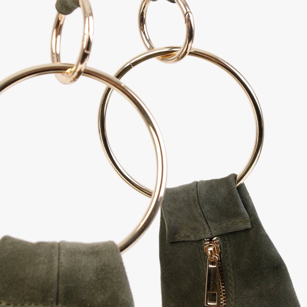 Laggio Khaki Suede Slouchy Hobo Bag