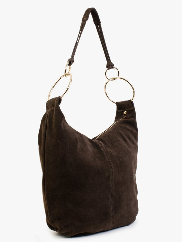 Laggio Brown Suede Slouchy Hobo Bag