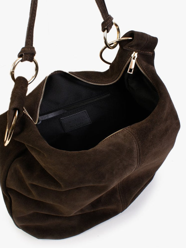 Laggio Brown Suede Slouchy Hobo Bag
