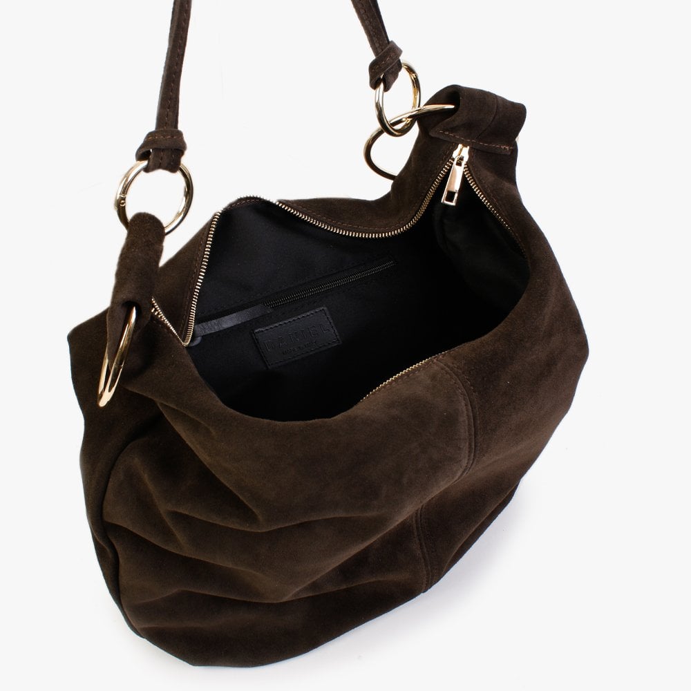 Laggio Brown Suede Slouchy Hobo Bag