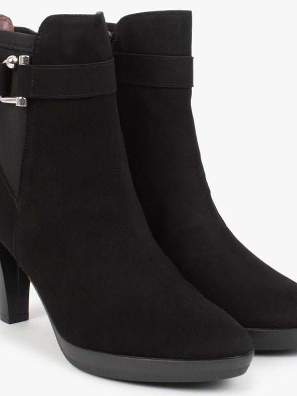 Joyfully Black Suede Heeled Ankle Boots
