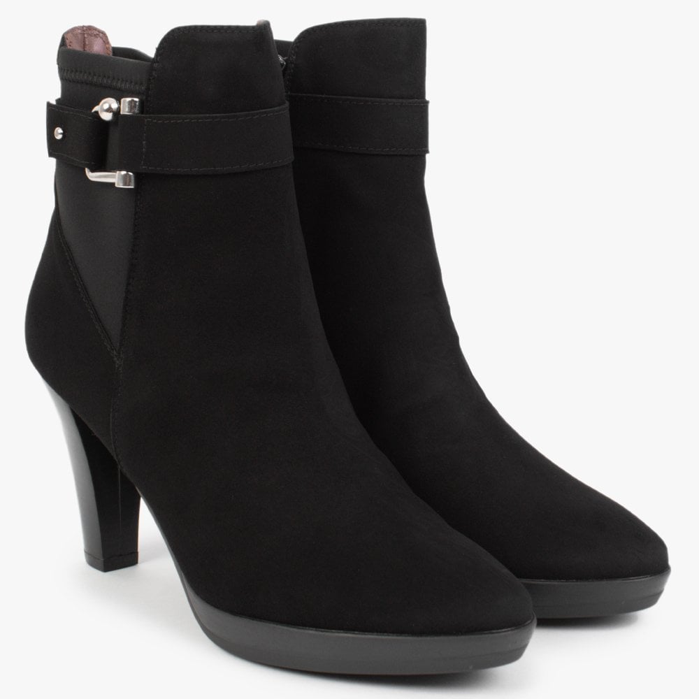 Joyfully Black Suede Heeled Ankle Boots