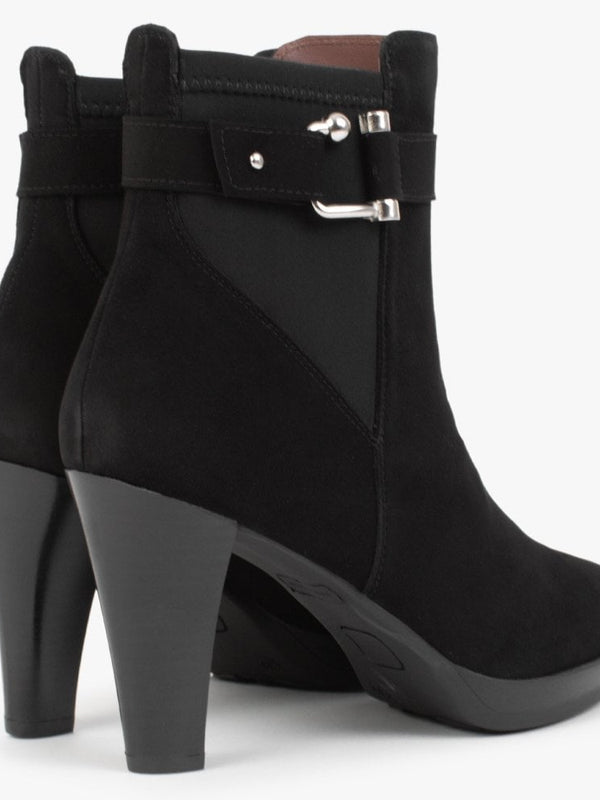 Joyfully Black Suede Heeled Ankle Boots