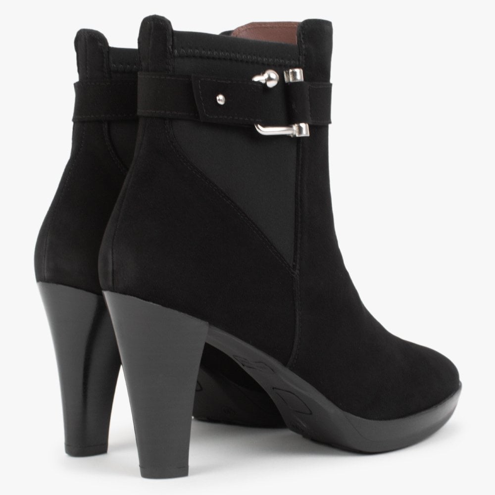 Joyfully Black Suede Heeled Ankle Boots