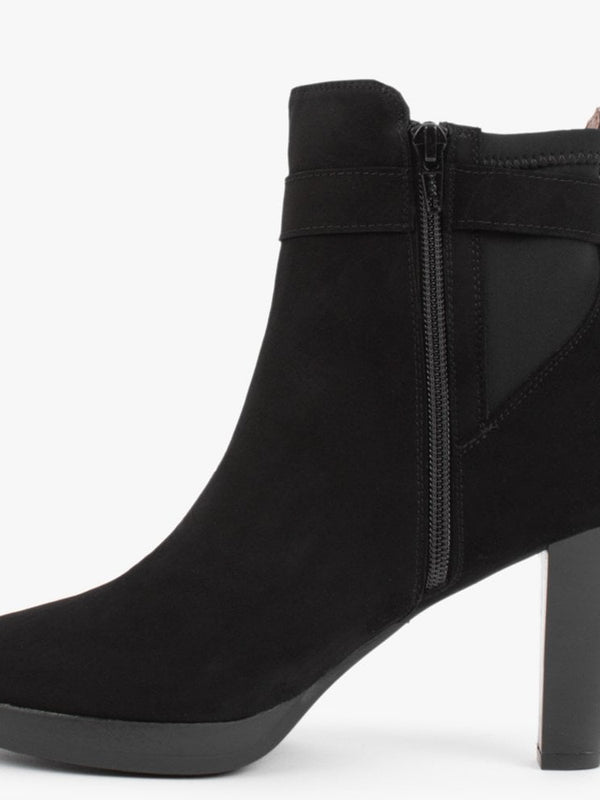 Joyfully Black Suede Heeled Ankle Boots