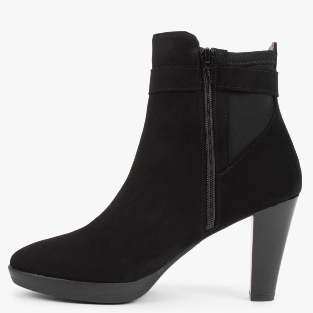 Joyfully Black Suede Heeled Ankle Boots