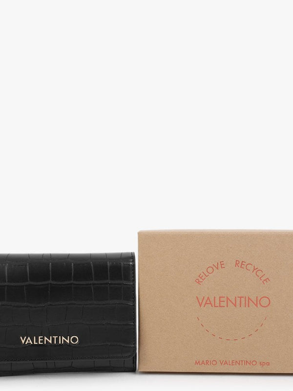 Satai Bifold Black Moc Croc Purse