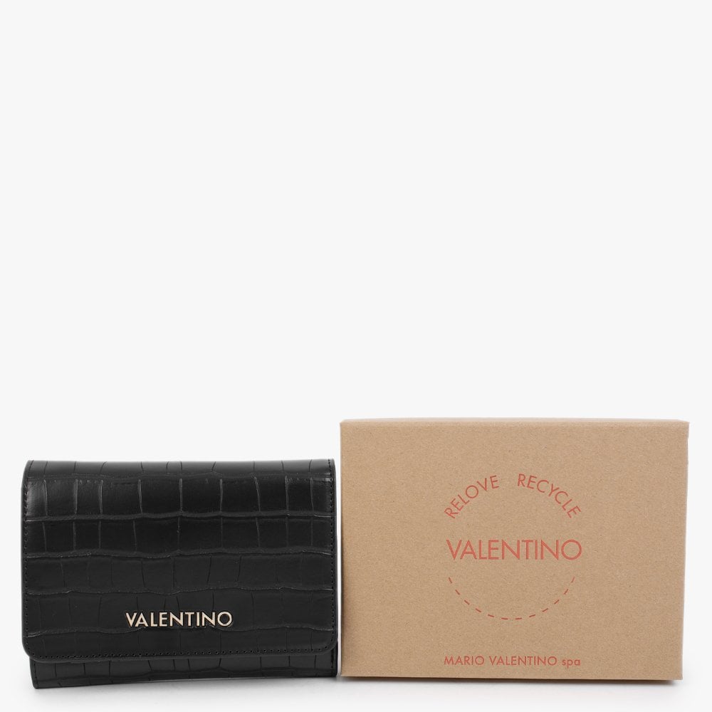 Satai Bifold Black Moc Croc Purse