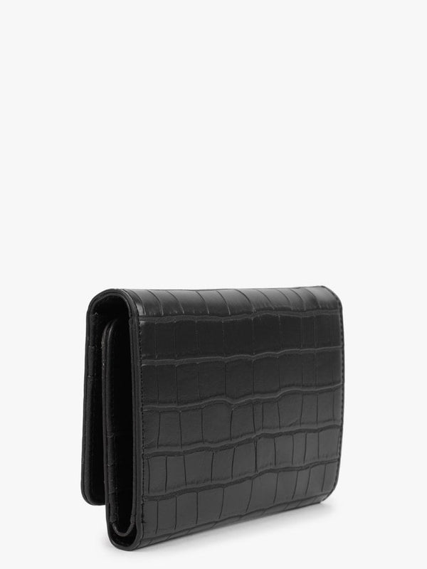 Satai Bifold Black Moc Croc Purse