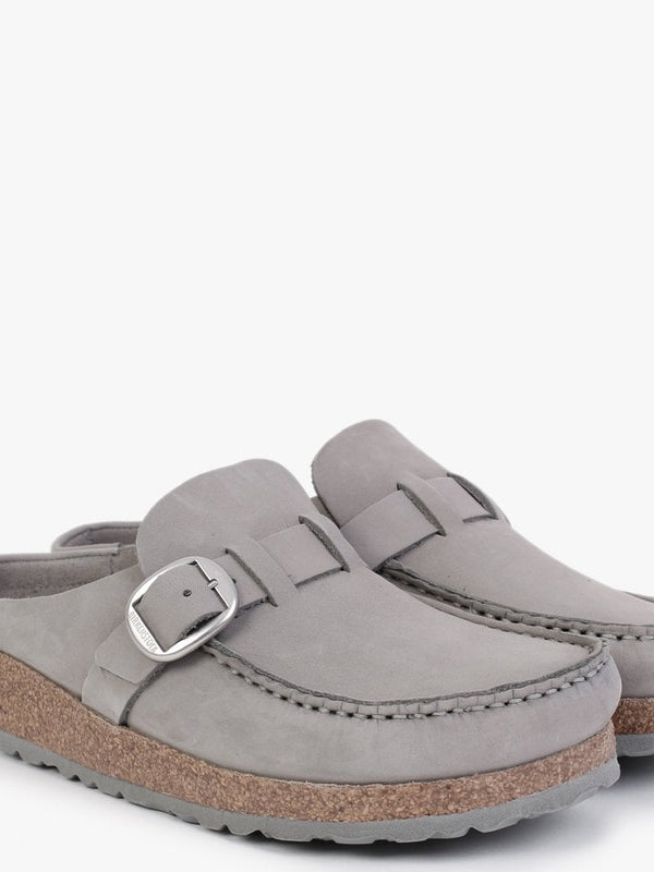 Buckley Dove Grey Nubuck Leather Backless Moccasins