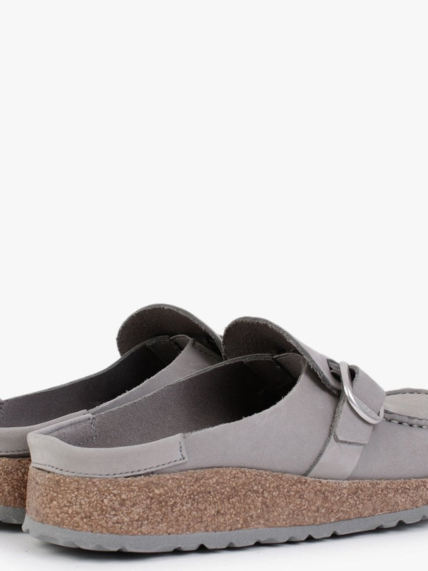 Buckley Dove Grey Nubuck Leather Backless Moccasins