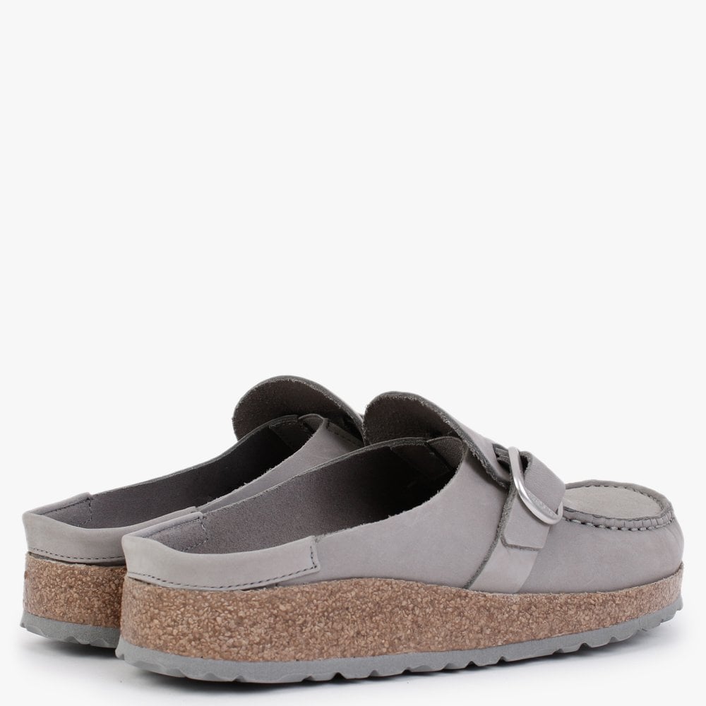 Buckley Dove Grey Nubuck Leather Backless Moccasins