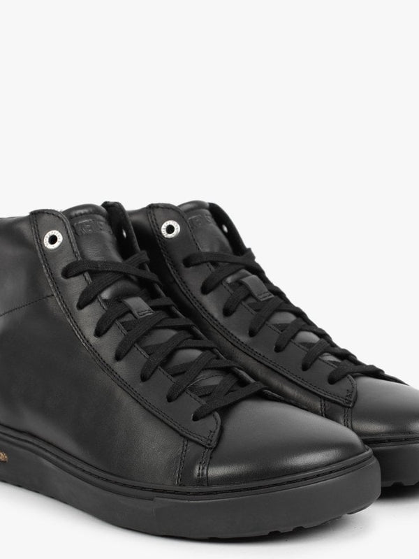 Bend Black Leather Mid Top Trainers