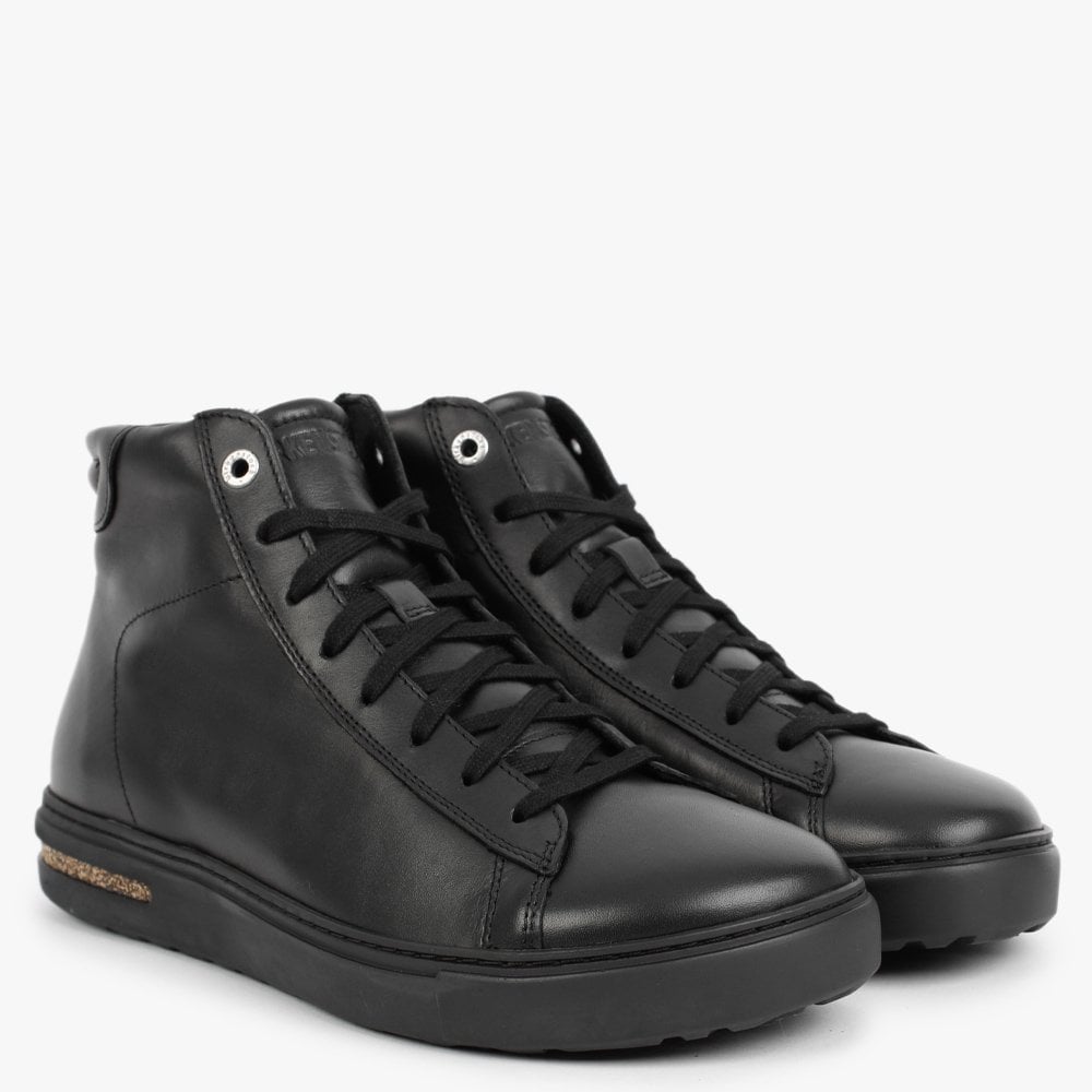 Bend Black Leather Mid Top Trainers