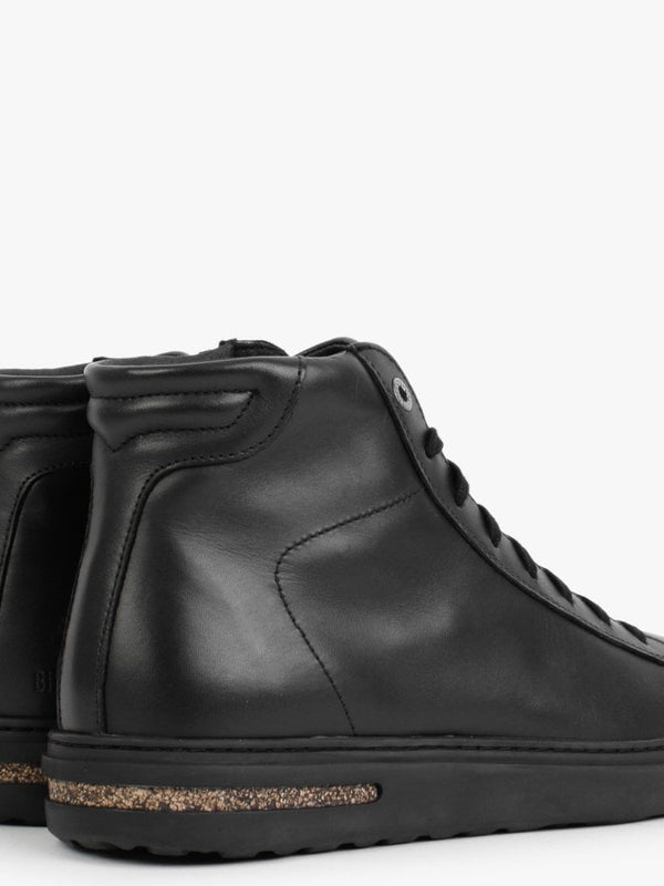 Bend Black Leather Mid Top Trainers