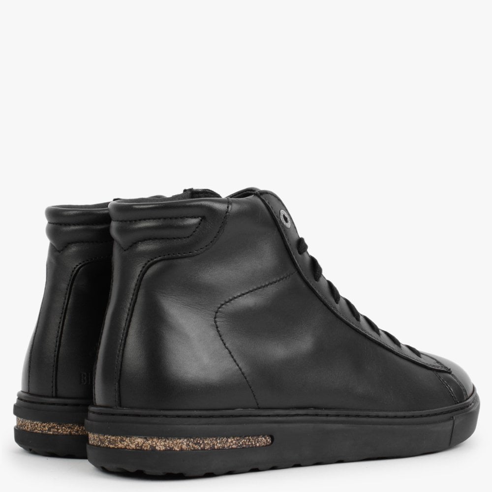 Bend Black Leather Mid Top Trainers