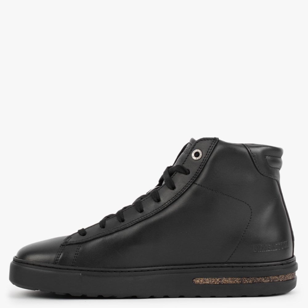 Bend Black Leather Mid Top Trainers