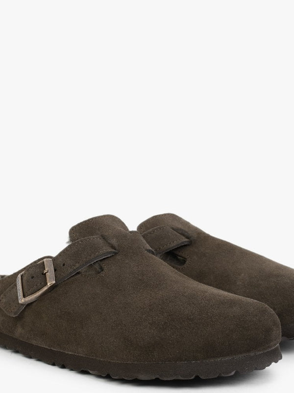Boston Shearling Mocca Suede Clogs