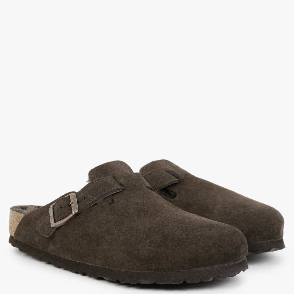 Boston Shearling Mocca Suede Clogs