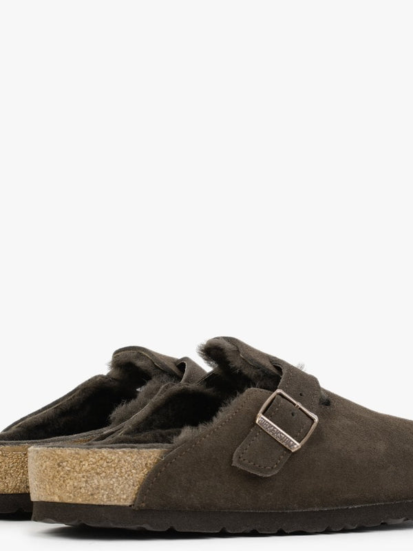 Boston Shearling Mocca Suede Clogs