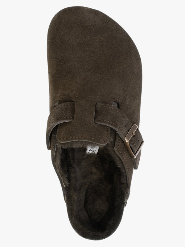 Boston Shearling Mocca Suede Clogs