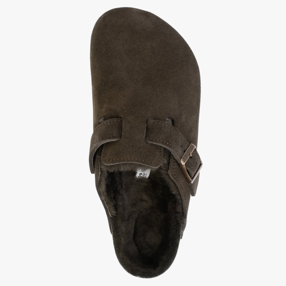Boston Shearling Mocca Suede Clogs