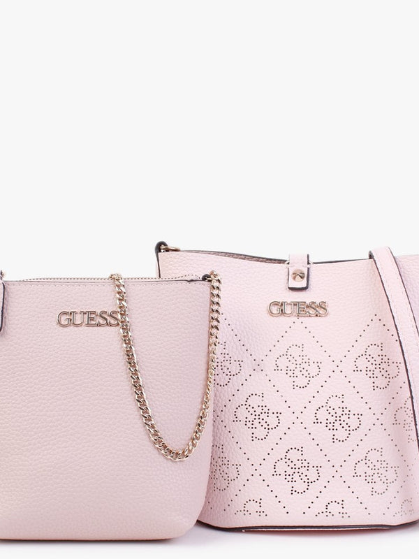 Amara Powder Pink Perforated Logo Bucket Bag