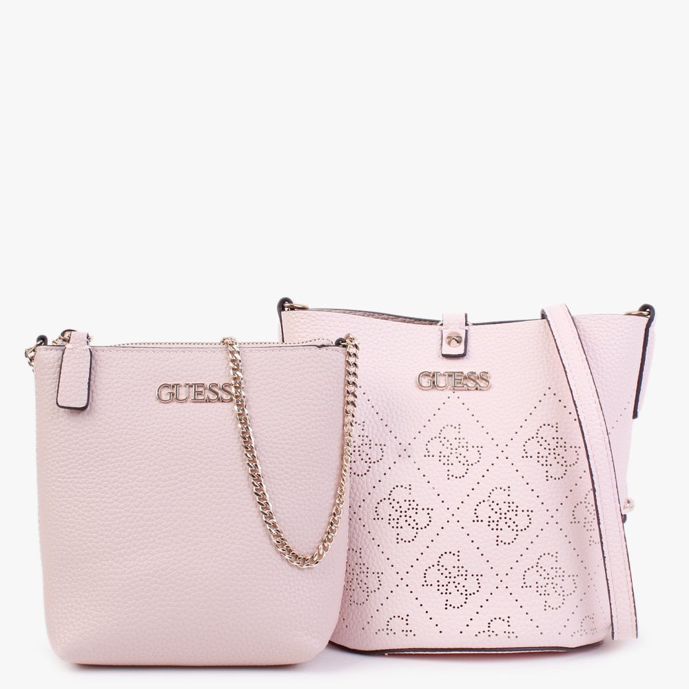 Amara Powder Pink Perforated Logo Bucket Bag