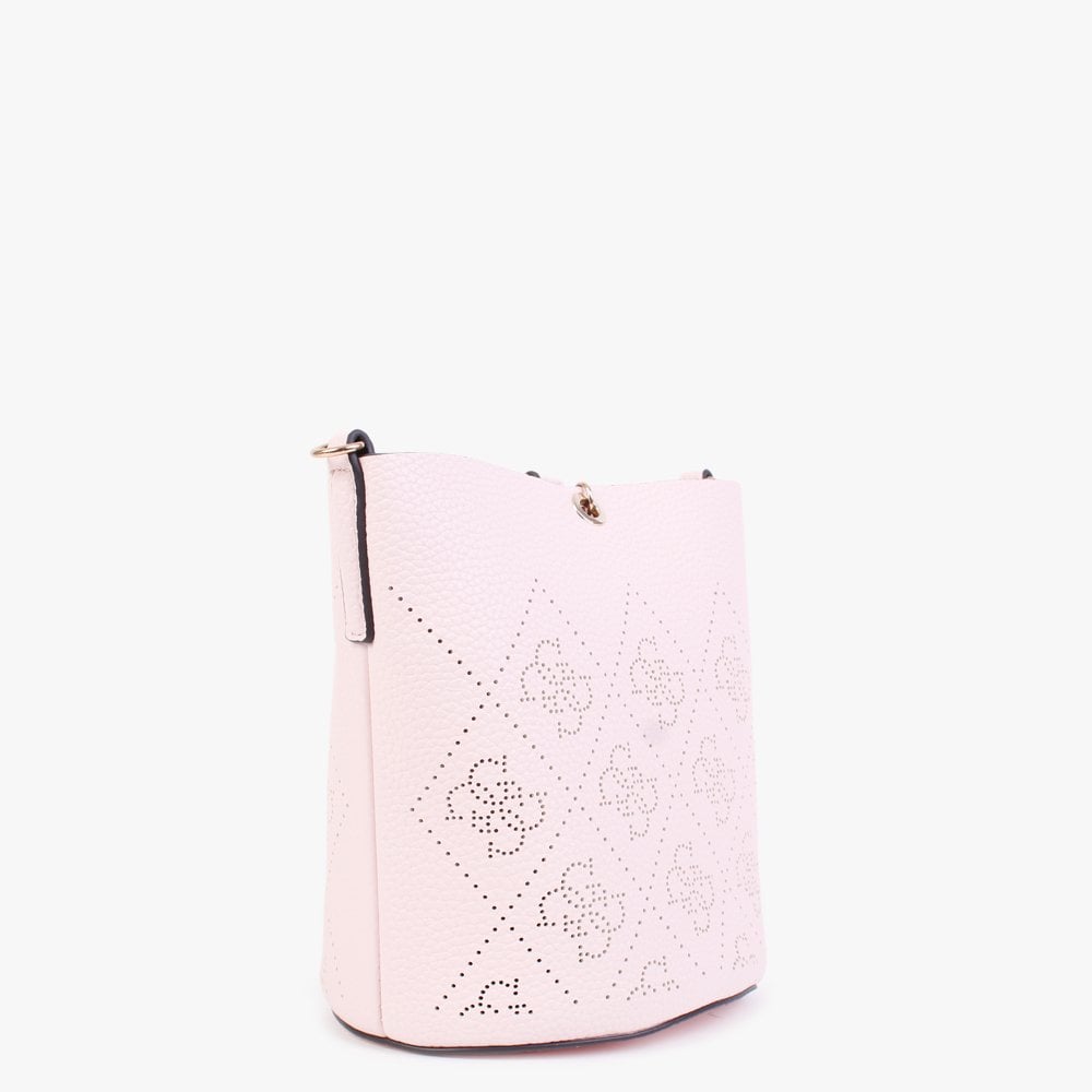 Amara Powder Pink Perforated Logo Bucket Bag