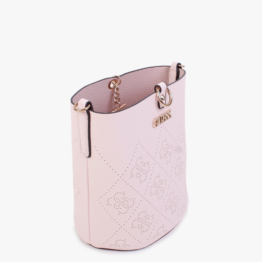 Amara Powder Pink Perforated Logo Bucket Bag
