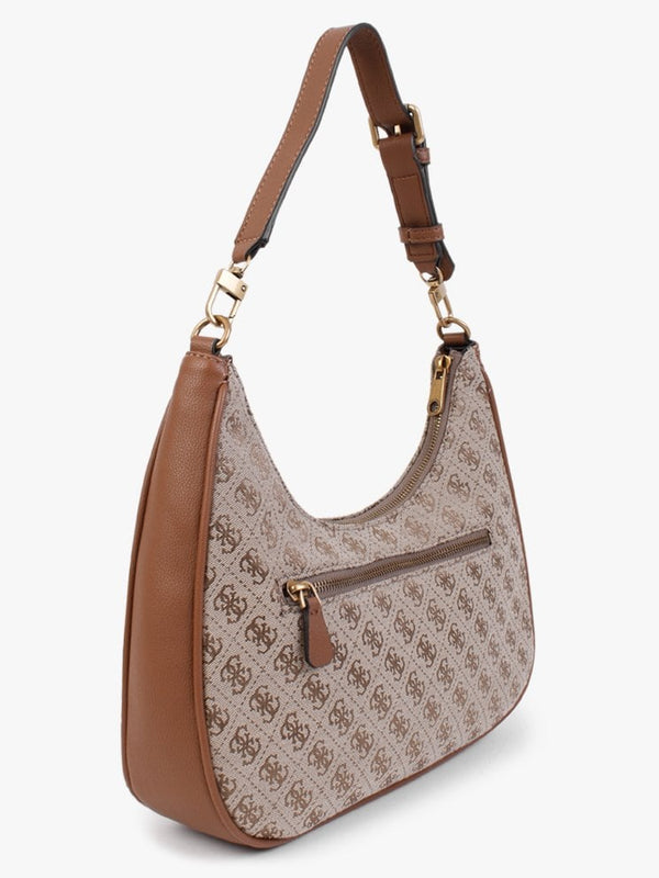 Aviana Latte Cognac Repeat Logo Hobo Bag