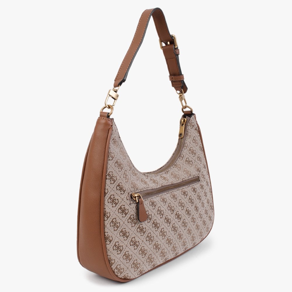 Aviana Latte Cognac Repeat Logo Hobo Bag