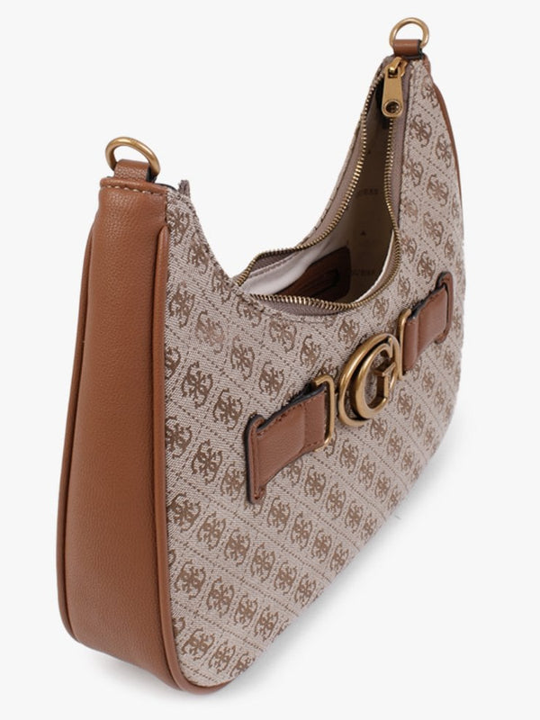 Aviana Latte Cognac Repeat Logo Hobo Bag