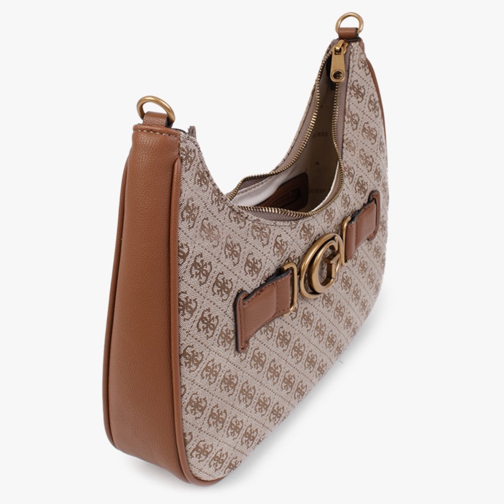 Aviana Latte Cognac Repeat Logo Hobo Bag