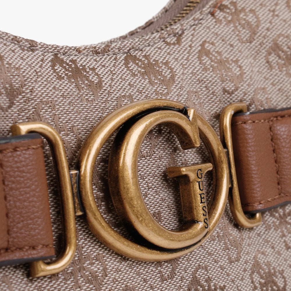 Aviana Latte Cognac Repeat Logo Hobo Bag