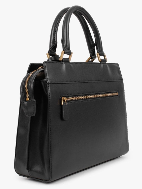 Katey Luxury Peony Black Satchel Bag