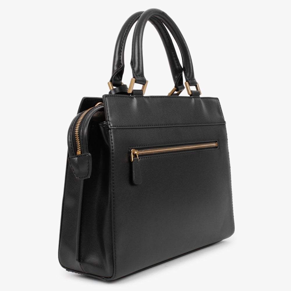 Katey Luxury Peony Black Satchel Bag