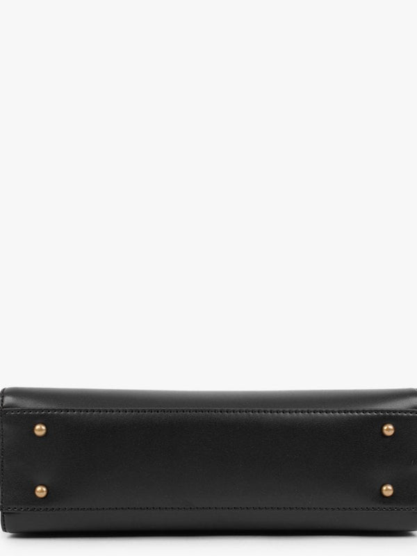 Katey Luxury Peony Black Satchel Bag